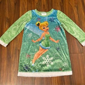 Disney Fairies Peter Pan Tinkerbell Green Crushed Velour Winter Nightgown